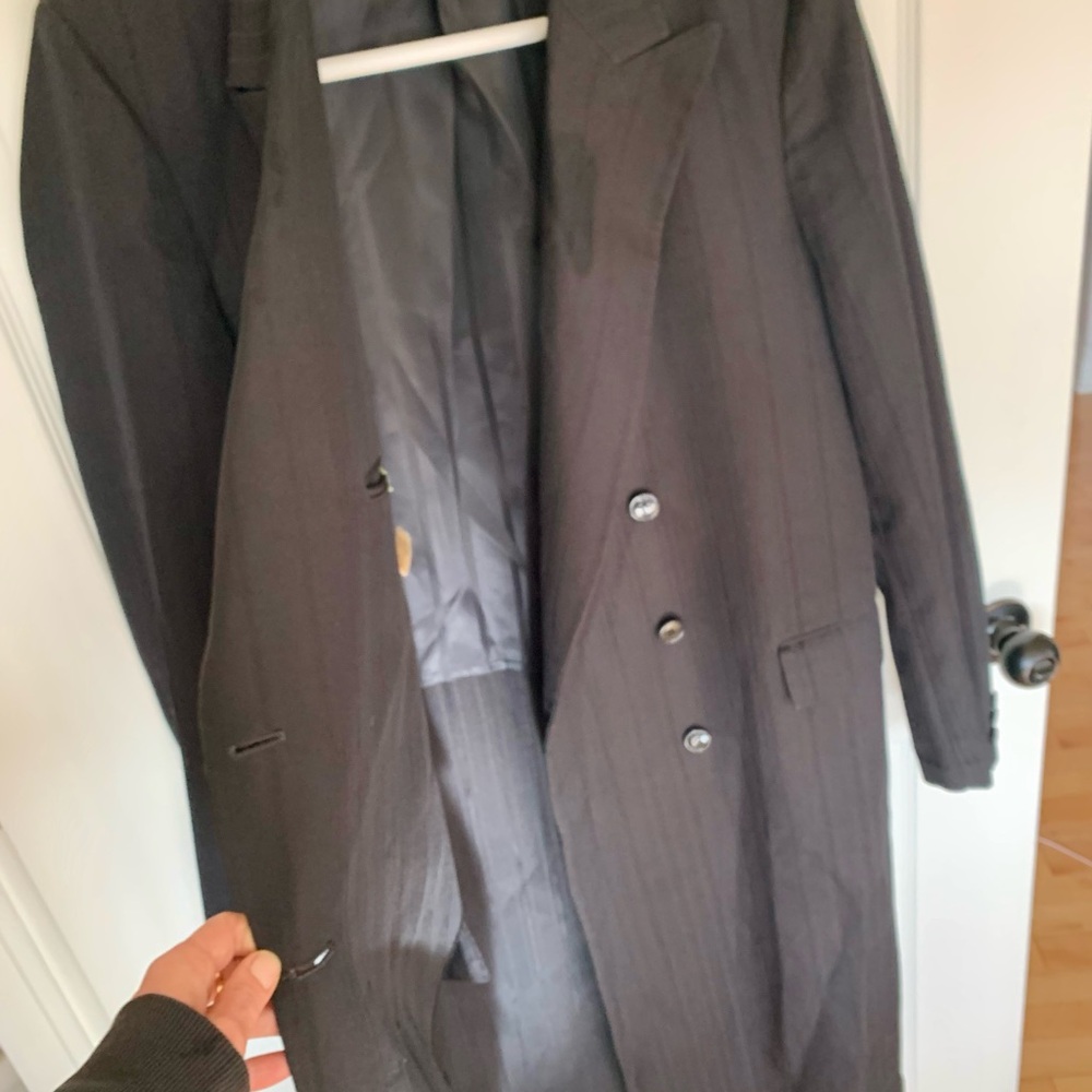 Men's Elegant Black Double-Breasted Trench Coat